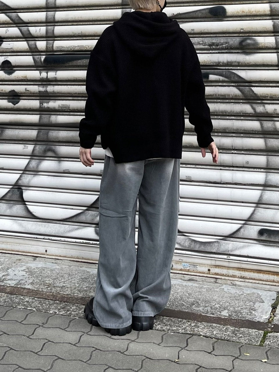 受注制【Chikashitsu +】vintage wash wide corduroy pants (2color)