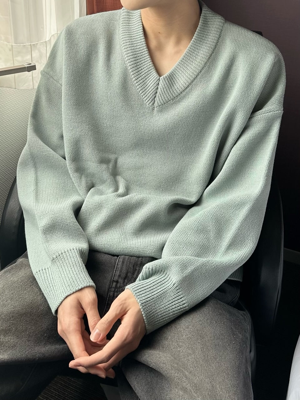 大阪店WEB限定【Chikashitsu +】basic v neck knit (4color)