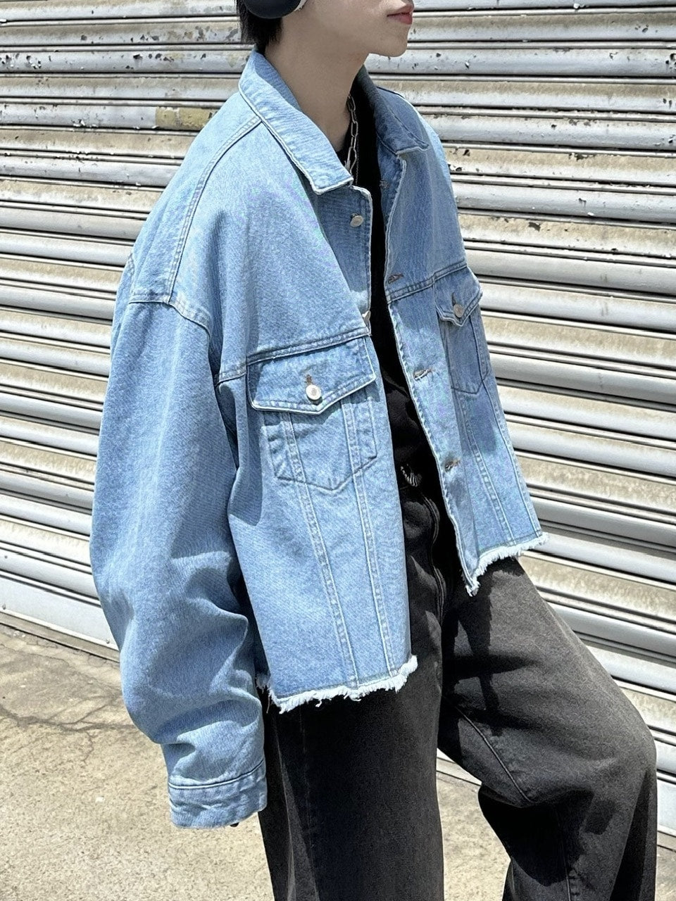 大阪店WEB限定受注制【Chikashitsu +】cutting cropped denim jacket (3color)