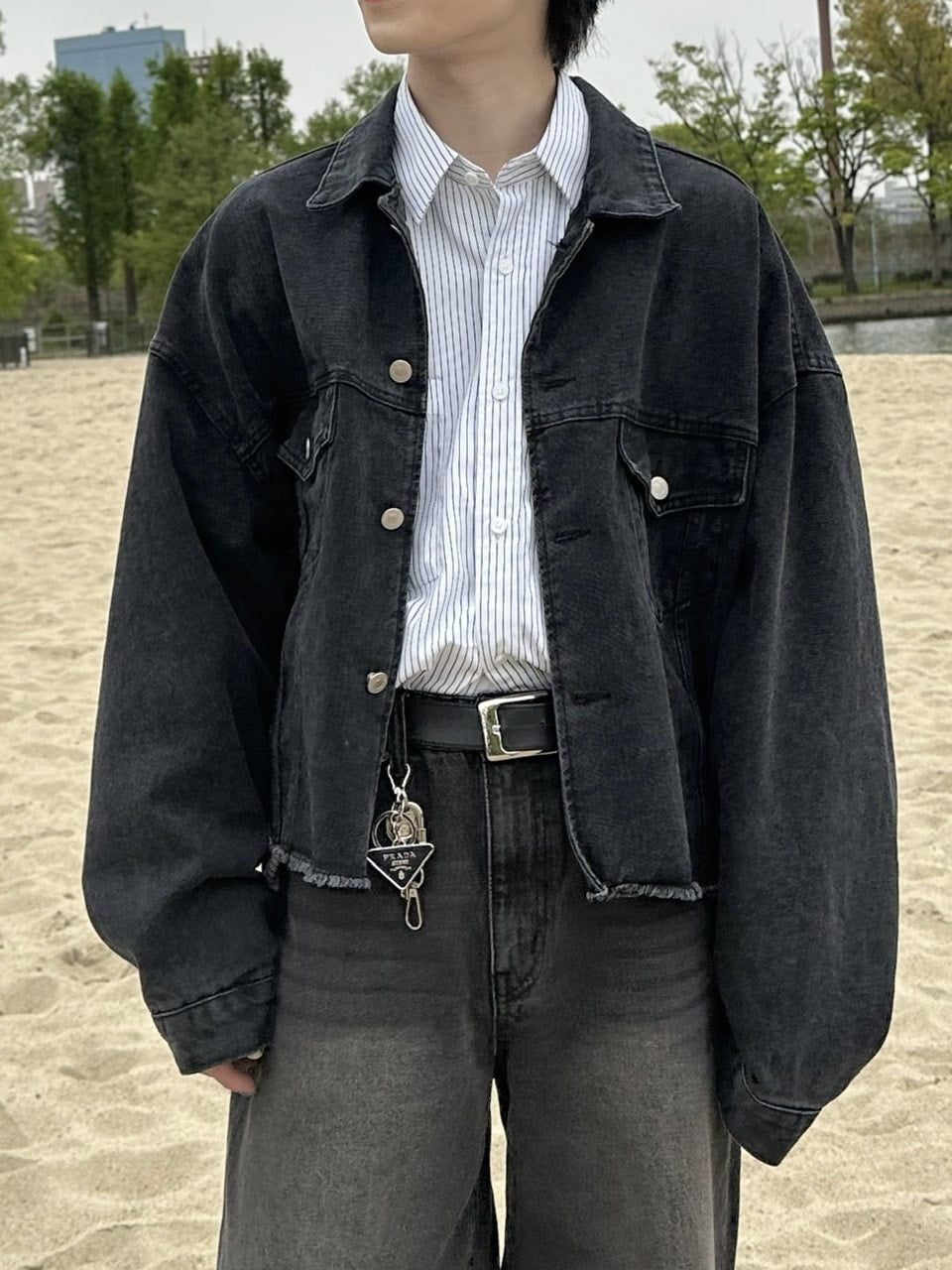 大阪店WEB限定受注制【Chikashitsu +】cropped stripe shirts (2color)