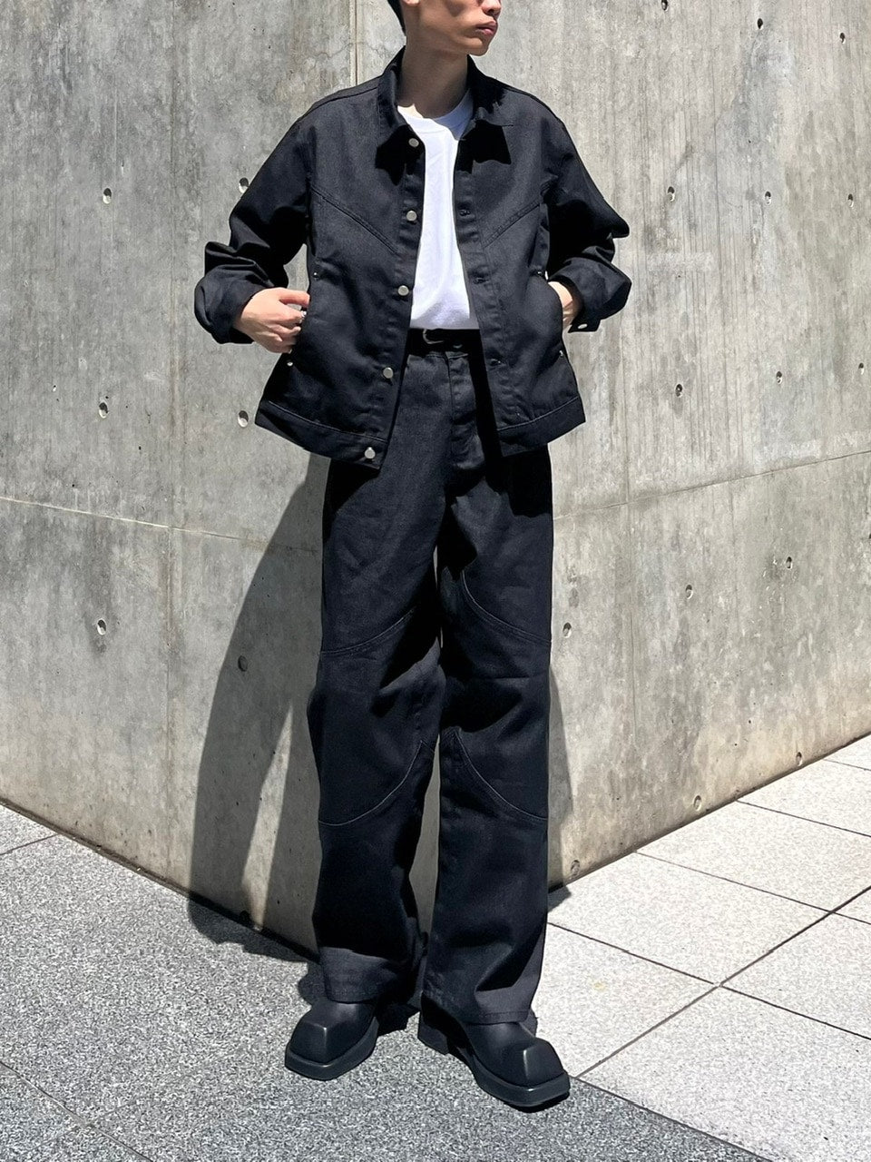 受注制【Chikashitsu +】set up design denim pants (2color)