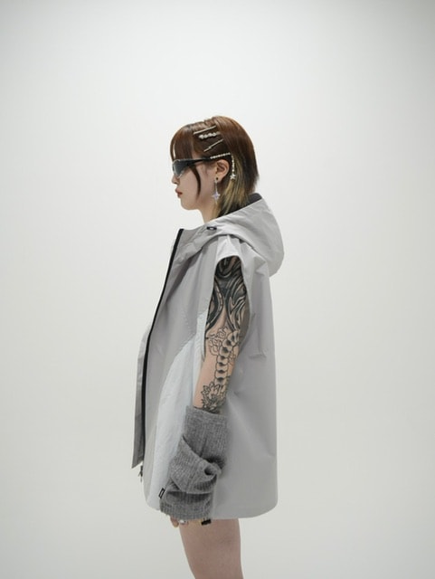 受注制【Never mind the XU】sleeveless zip up hoodie (3color)