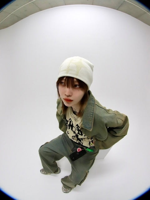 受注制【Never mind the XU】set up washed denim jacket (2color)