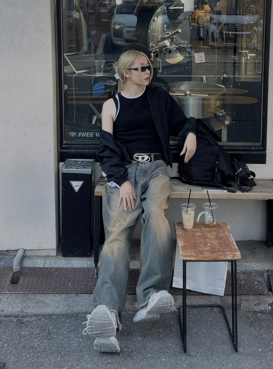 受注制【Chikashitsu +】vintage faded wash denim pants