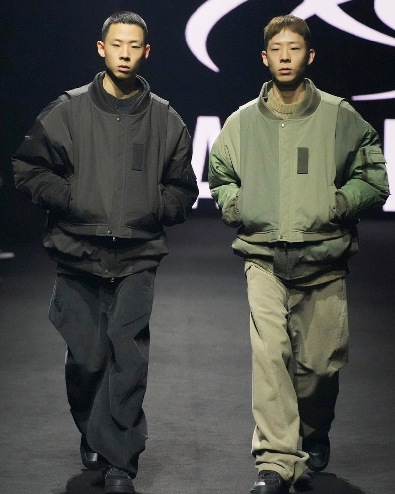 【AJOBYAJO】Fourfold Nylon Mixed Bomber Jacket