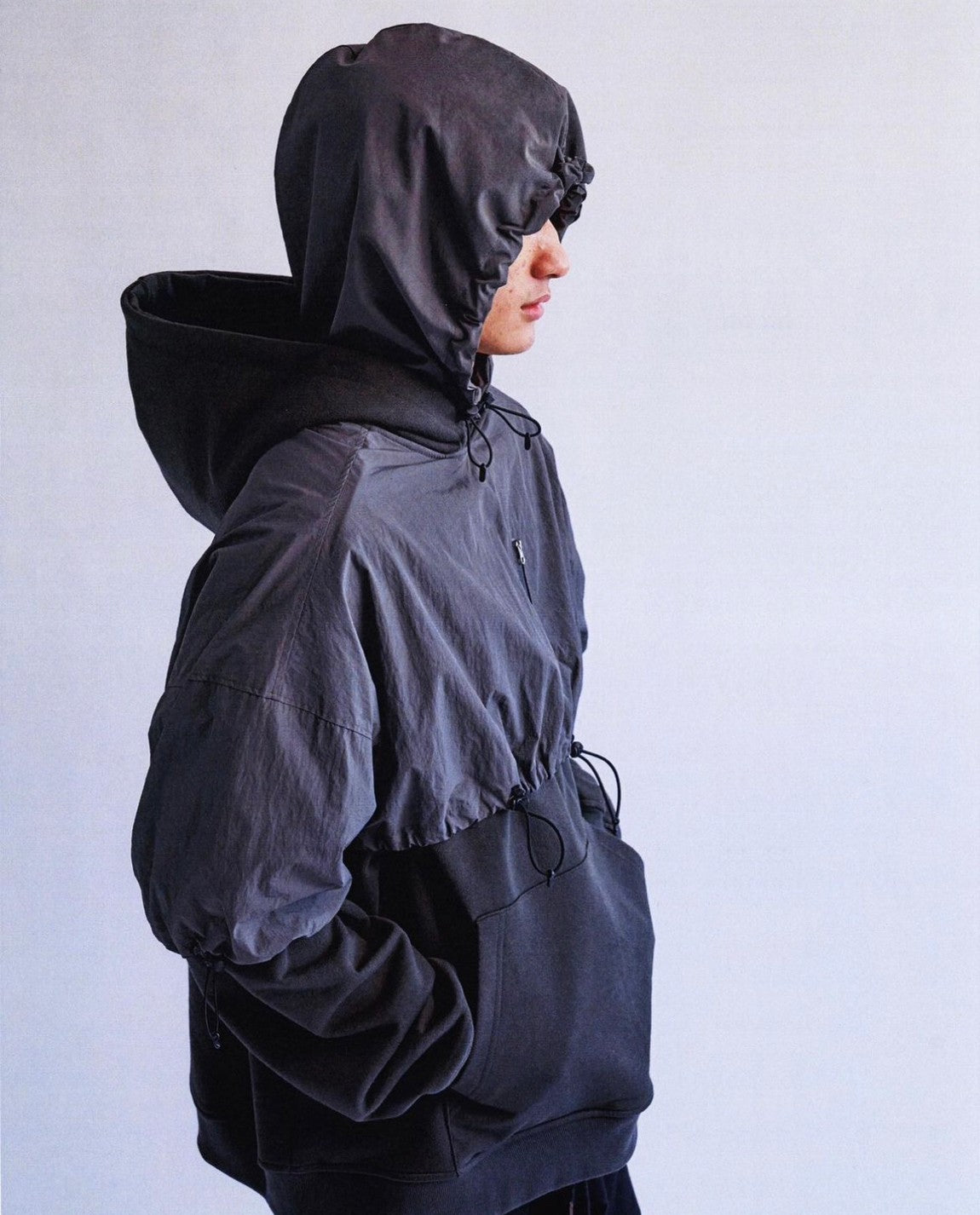 【AJOBYAJO】Layered Nylon Hoodie / 【アジョバイアジョ】レイヤードナイロンフード長袖パーカー
