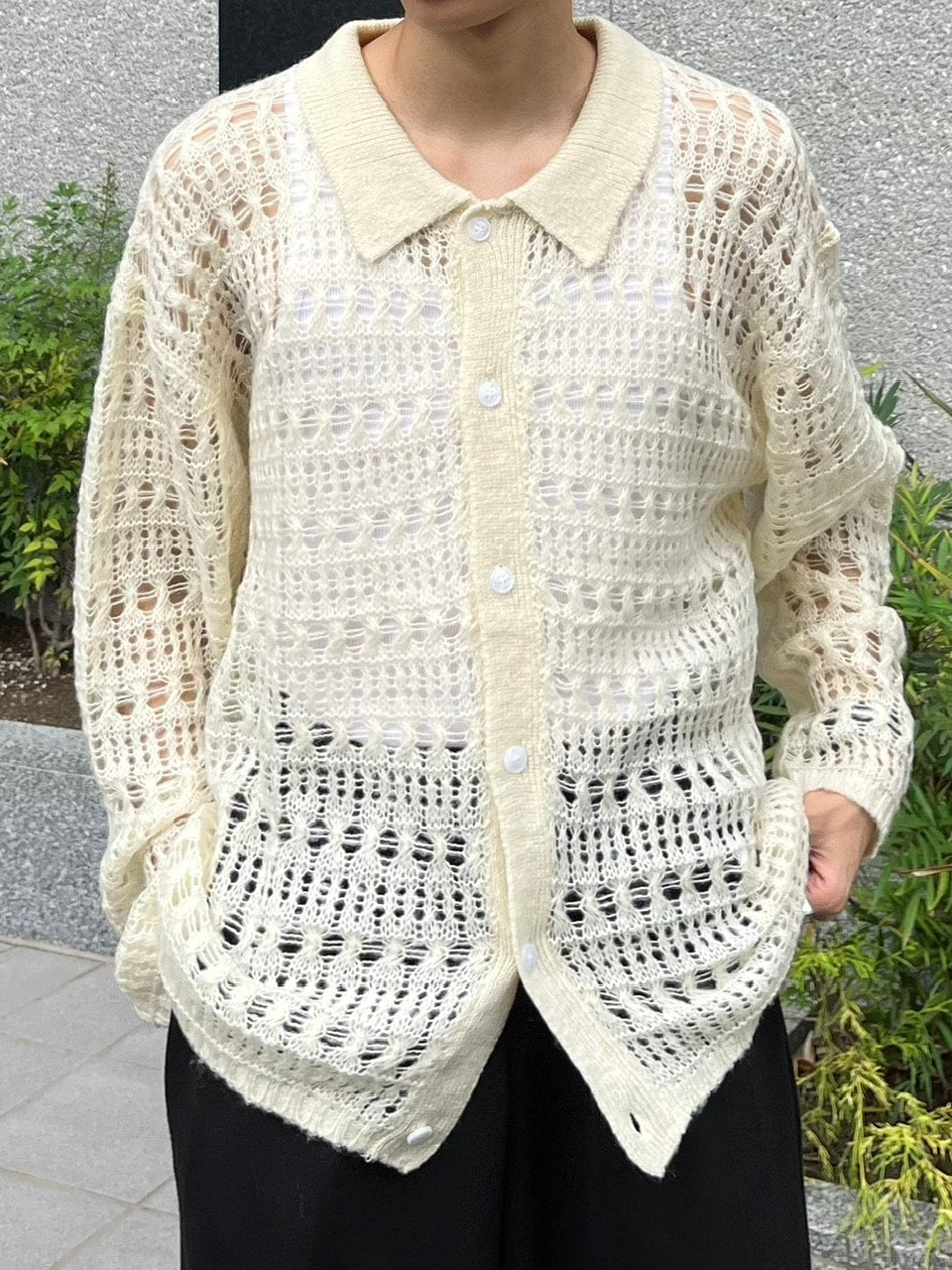 受注制【Chikashitsu +】pastry collar knit cardigan (5color)