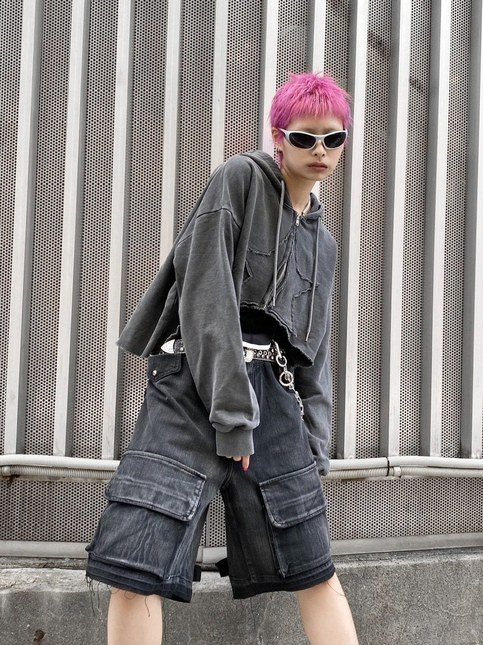 【Never mind the XU】star zip up crop hoodie (3color)