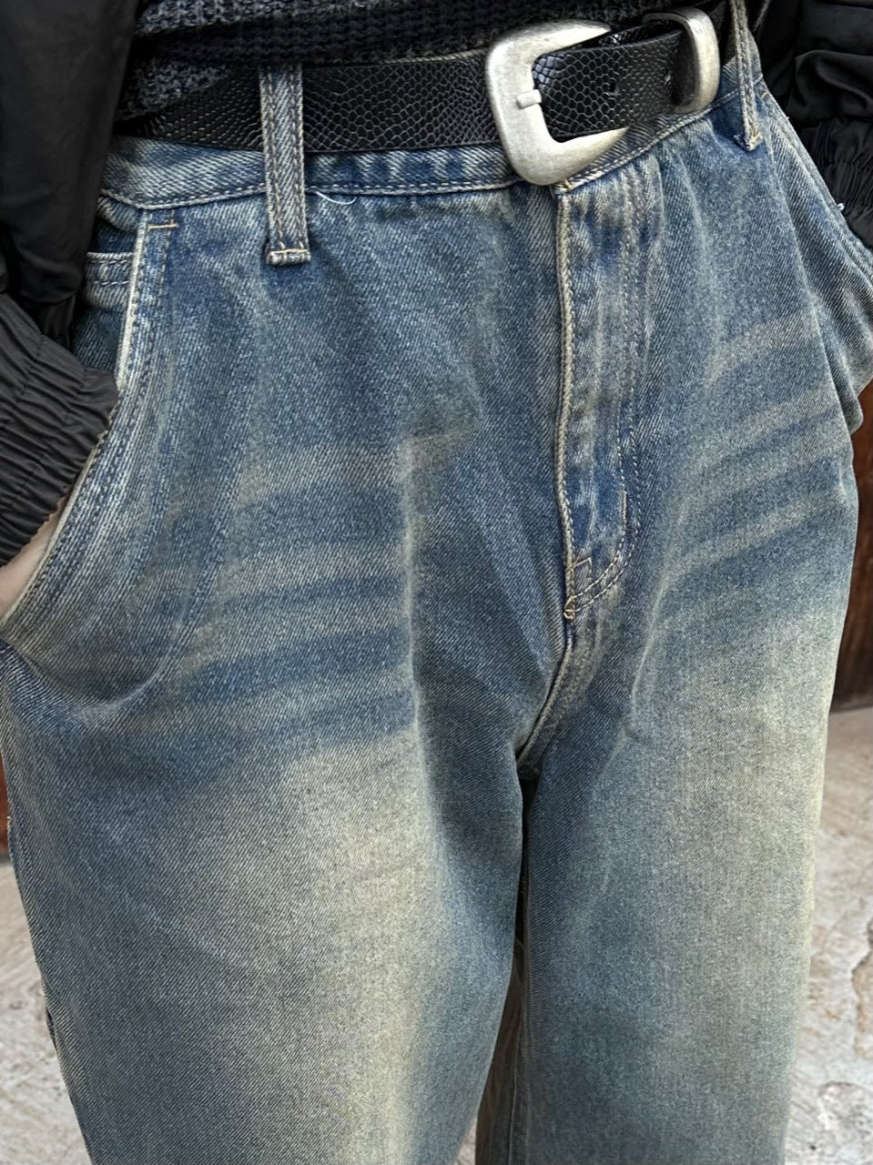 大阪店WEB限定受注制【Chikashitsu +】vintage wash carpenter denim pants (2color)