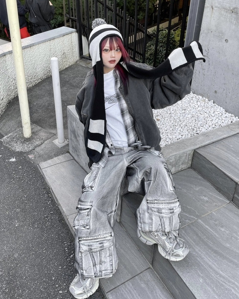 【Never mind the XU】pocket cargo denim pants 2 (2color) / 【ネバーマインドザエックスユー】ポケットカーゴワイドデニムパンツ