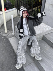 【Never mind the XU】pocket cargo denim pants 2 (2color) / 【ネバーマインドザエックスユー】ポケットカーゴワイドデニムパンツ