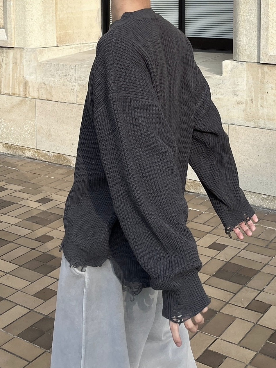 受注制【youll】damage round knit (3color)