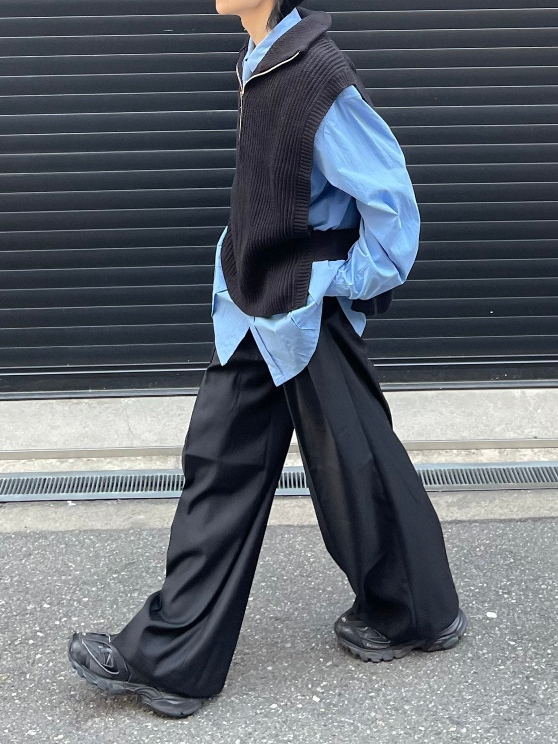 【Chikashitsu +】half zip design vest (3color)