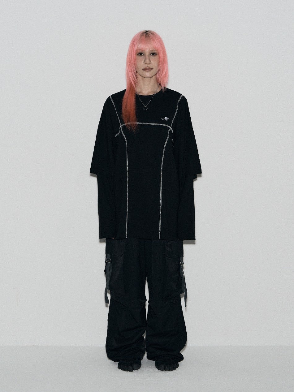 【SETUP‐EXE】LAYERD SLEEVE STITCH T-SHIRT