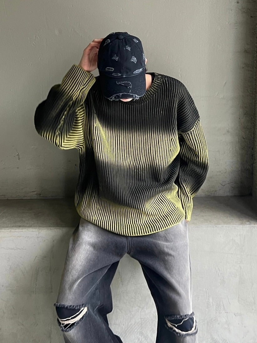 受注制【Chikashitsu +】bleach washing knit (3color) / 【チカシツプラス】ブリーチウォッシング長袖ニット