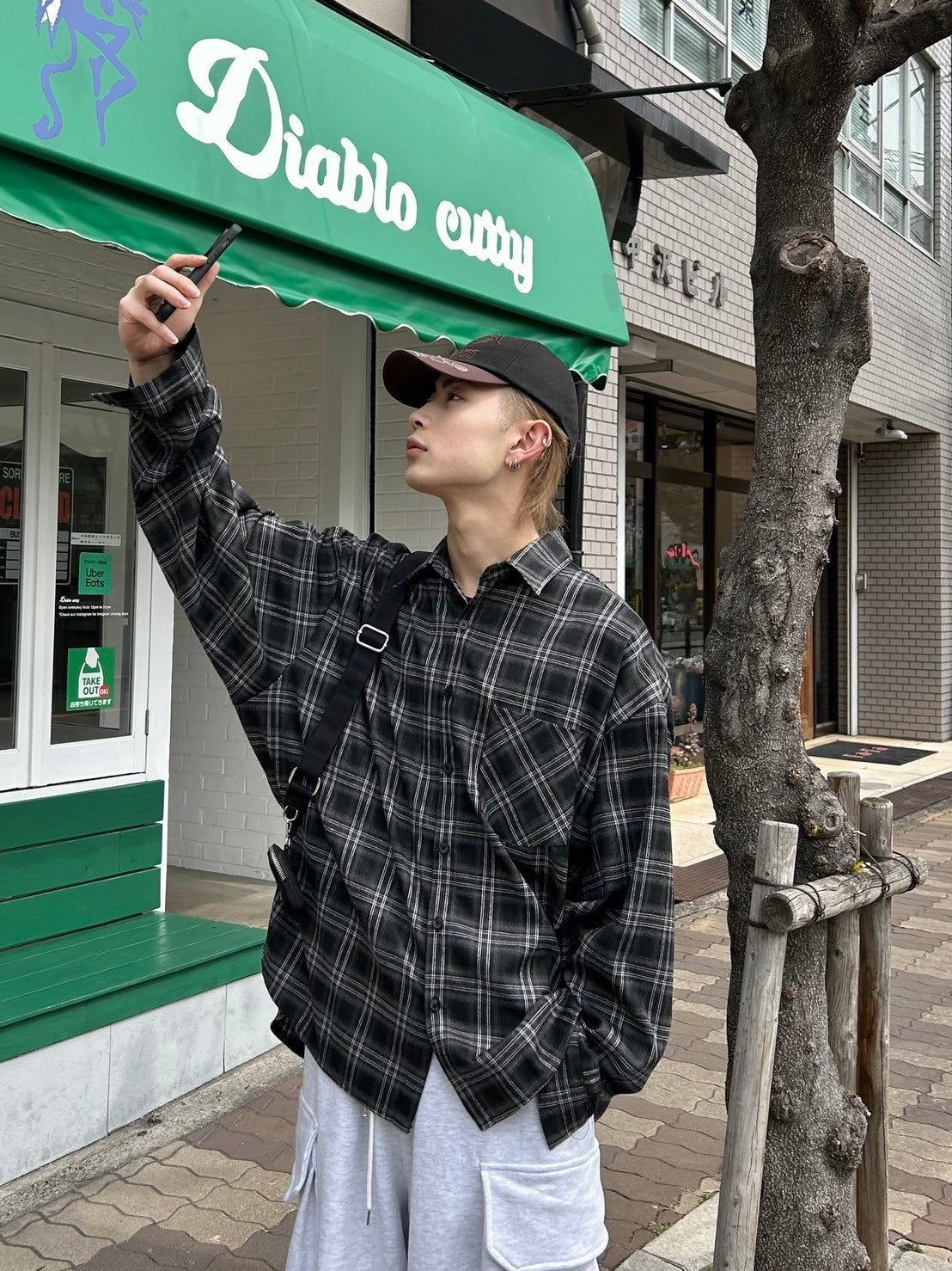 受注制【Chikashitsu +】oversized check shirt