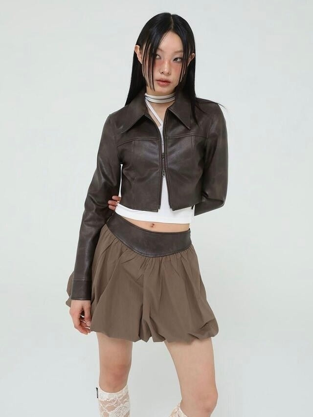 【Uglyshadow】VINTAGE LEATHER PUMPKIN SKIRT
