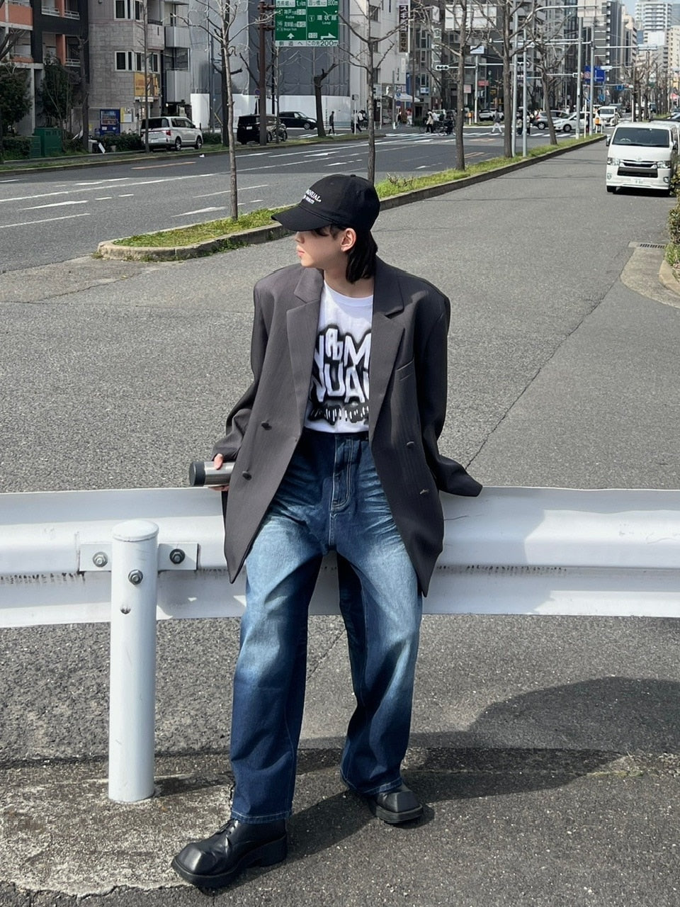 【Chikashitsu +】design washing wide denim pants (2color) / 【チカシツプラス】デザインウォッシングワイドデニムパンツ