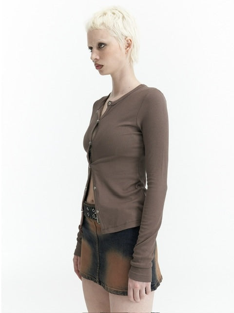 【ROCK CAKE】Nickel Snap Slim Cardigan