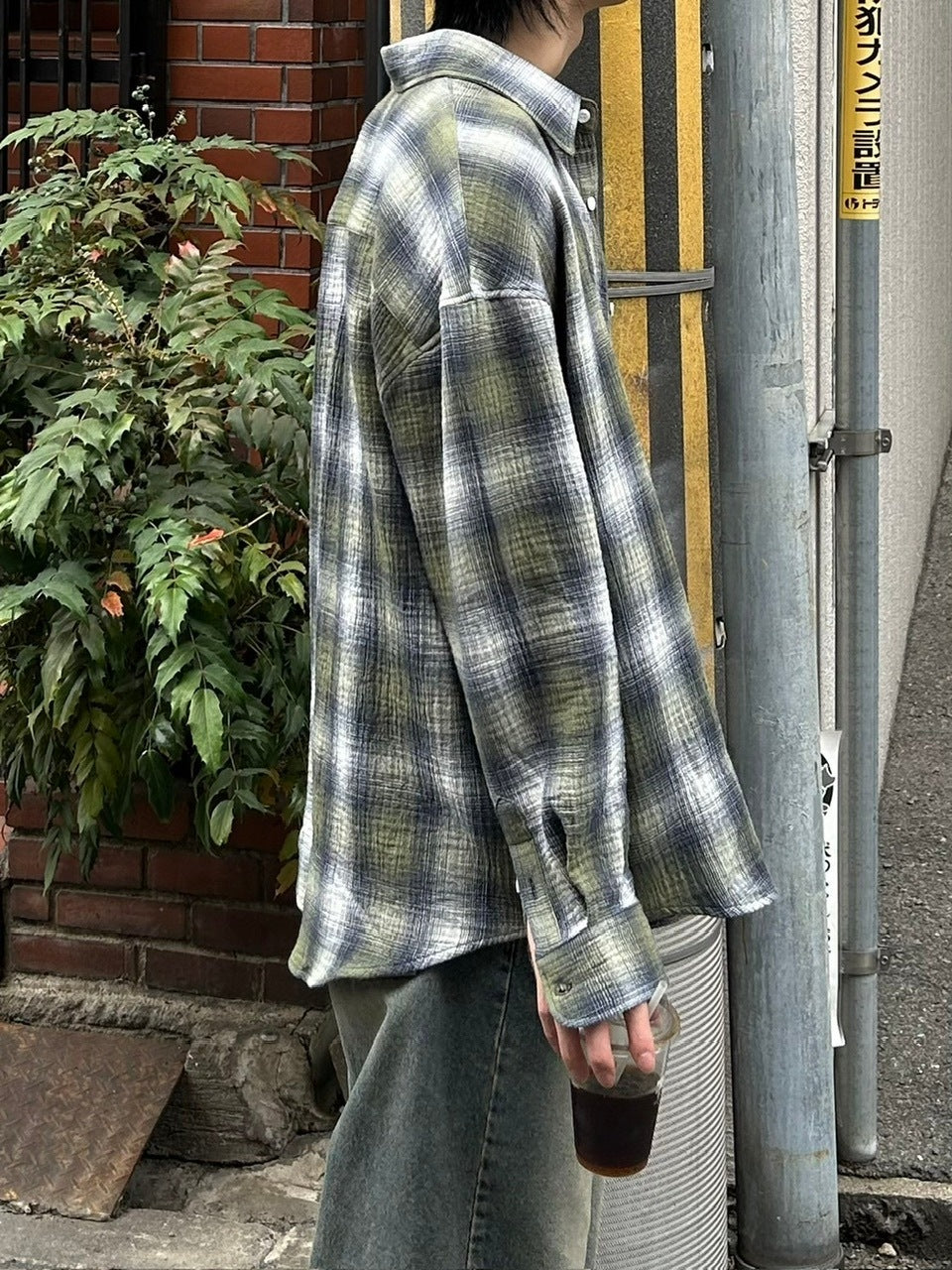 受注制【Chikashitsu +】shadow check shirt (2color) / 【チカシツプラス】シャドウチェック長袖シャツ