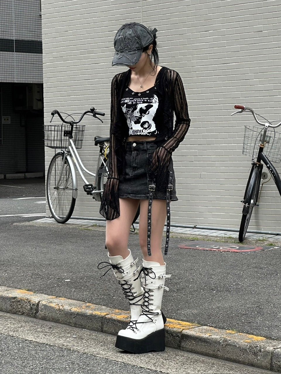 受注制【Never mind the XU】cargo denim skirt (2color)