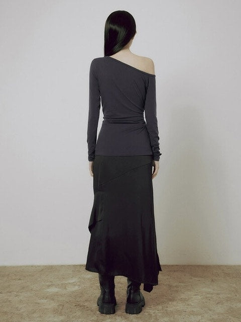 【FLAREUP】Handmade Twisted One-Shoulder Long Sleeve / 【フレアアップ】ハンドメイドツイストワンショルダー長袖Ｔシャツ
