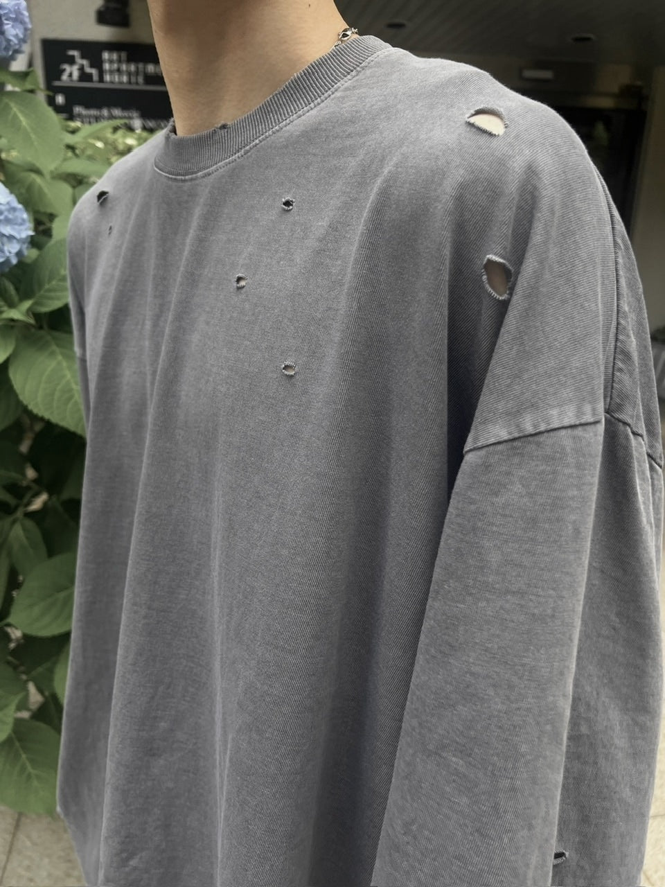 【Chikashitsu +】pigment damage overfit t-shirt (2color)