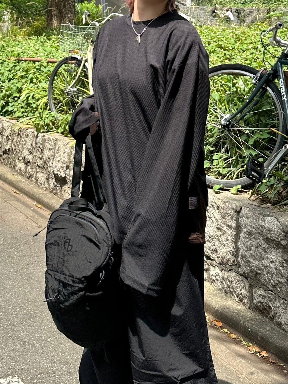 受注制【Chikashitsu +】side pattern mesh long sleeve