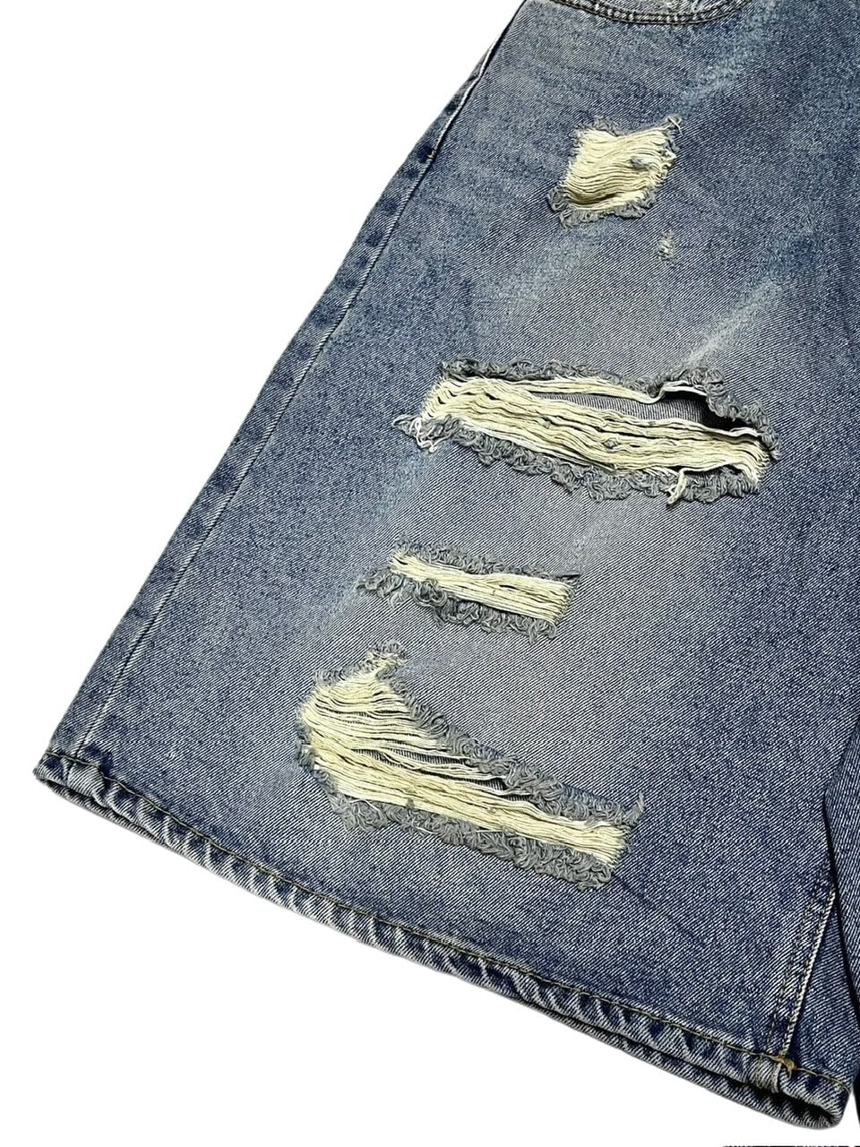 受注制【Never mind the XU】damage denim shorts 2 (2color)