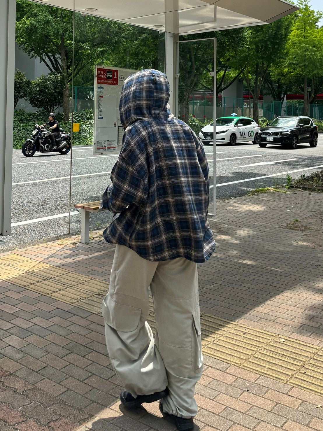 受注制【Chikashitsu +】glen check hooded shirt (2color) / 【チカシツプラス】グレンチェックフード長袖シャツ