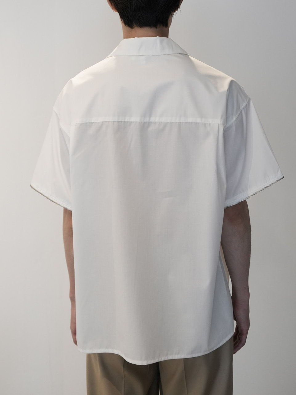 【CS】2way zip square cut shirt (white) / 【シーエス】2ウェイジップスクエアカット長袖シャツ