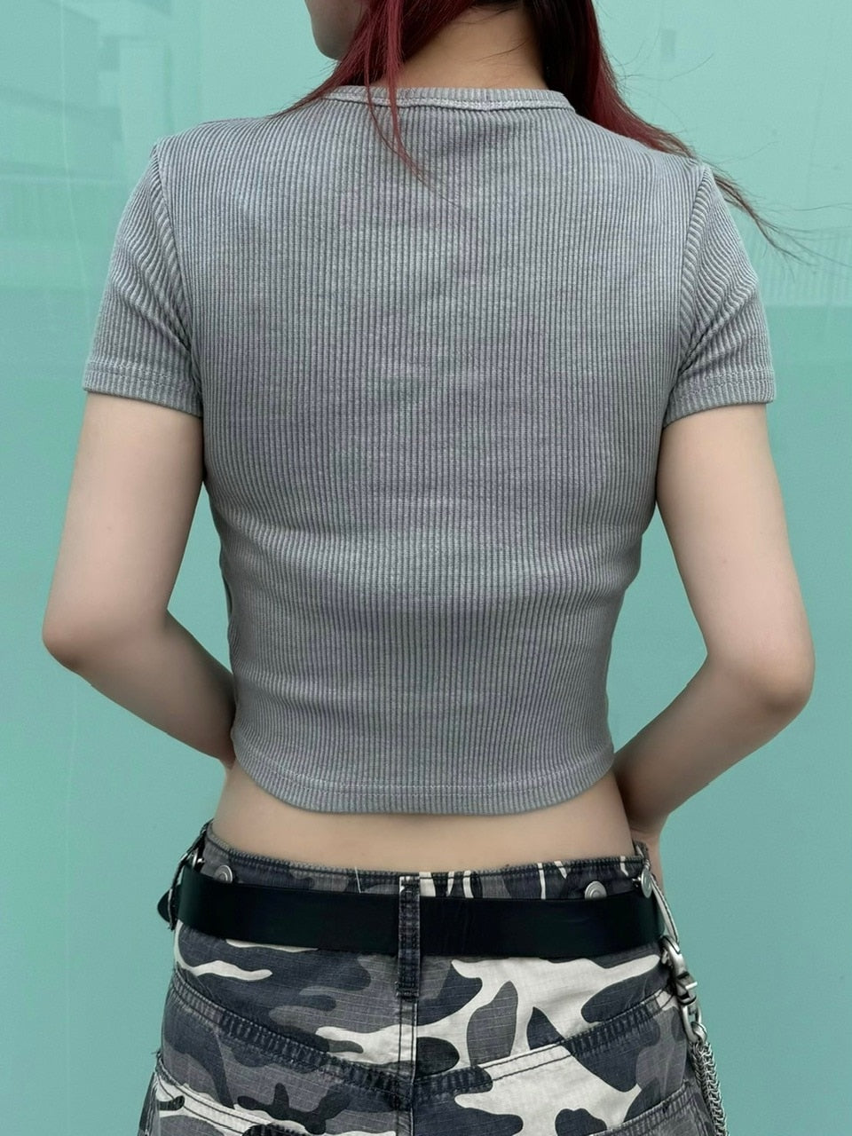 受注制【Never mind the XU】pigment rib crop tee (3color)