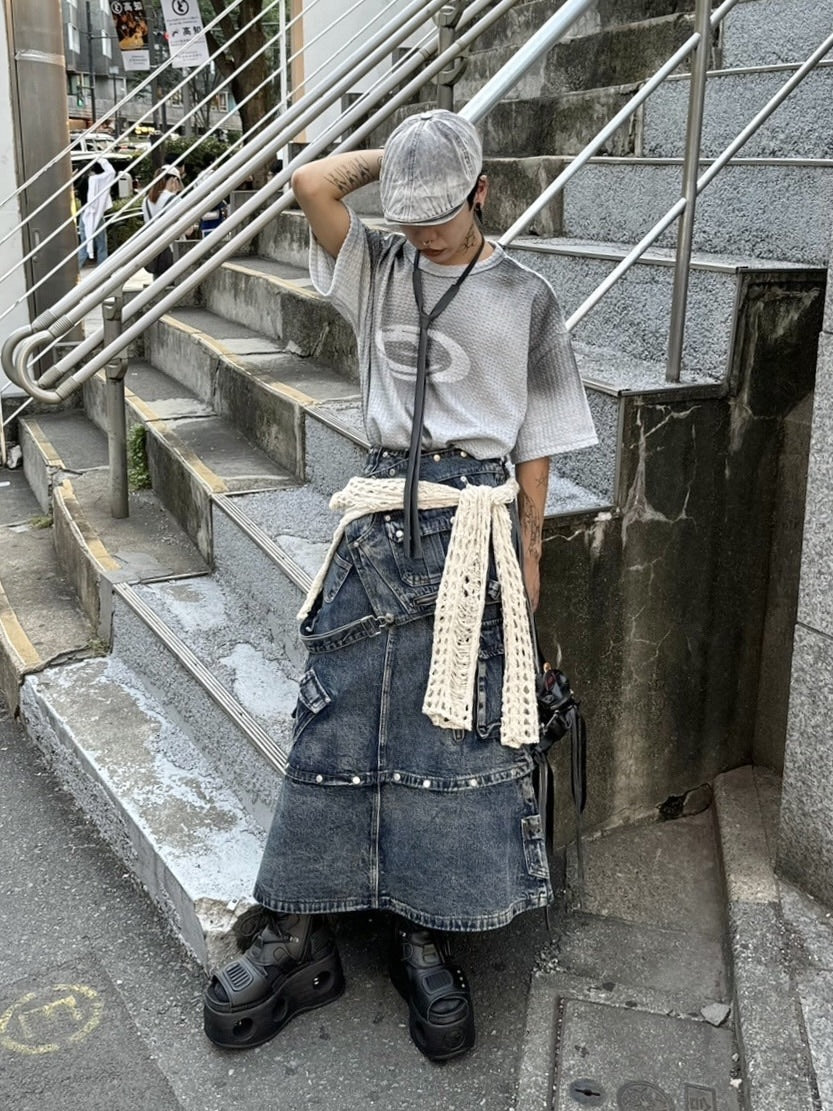 受注制【Never mind the XU】washing waffle tee (3color)