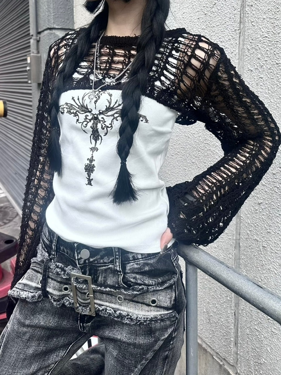 受注制【Never mind the XU】cropped summer knit (3color)