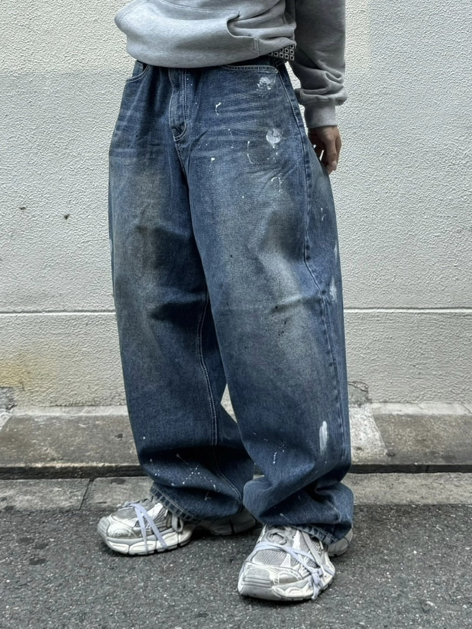 受注制【Chikashitsu +】painted buggy denim pants / 【チカシツプラス】ペイントバギーパンツデニムパンツ