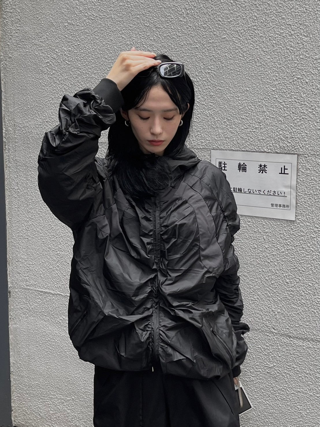 受注制【oaks】shirring design nylon jacket (3color)