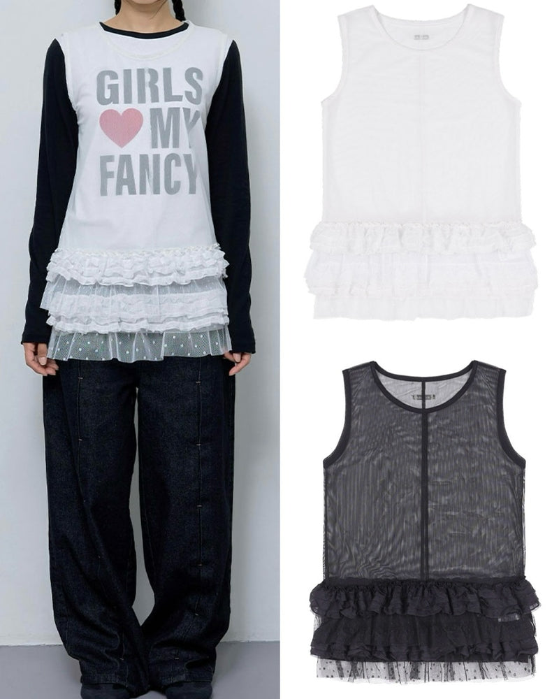 【FANCY CLUB】DOT LAYERED DRESS