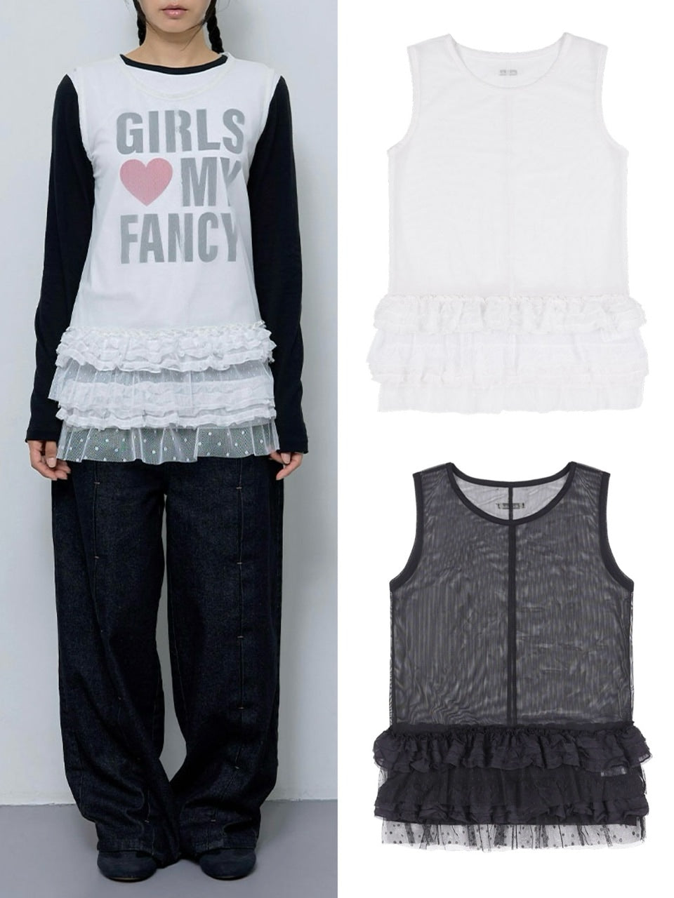 【FANCY CLUB】DOT LAYERED DRESS