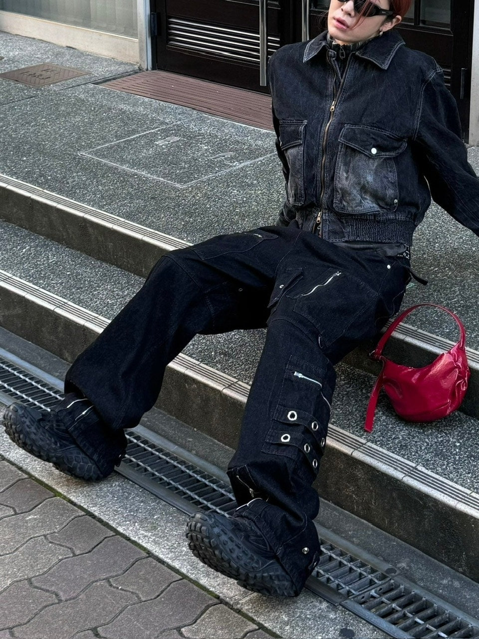 受注制【Chikashitsu +】steel ring denim cargo pants