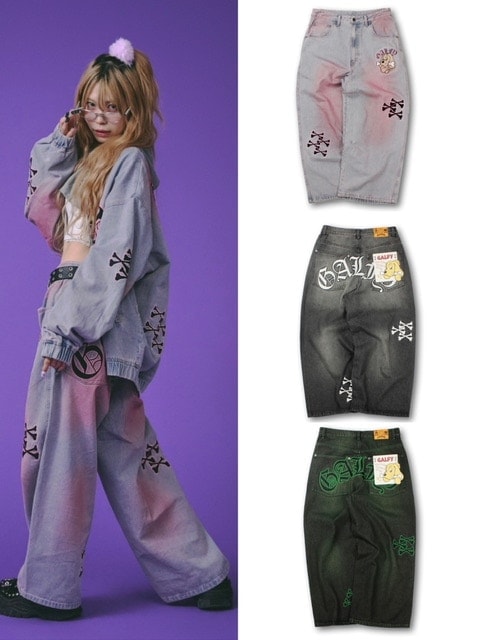 【GALFY】骨骨カラーデニムパンツ