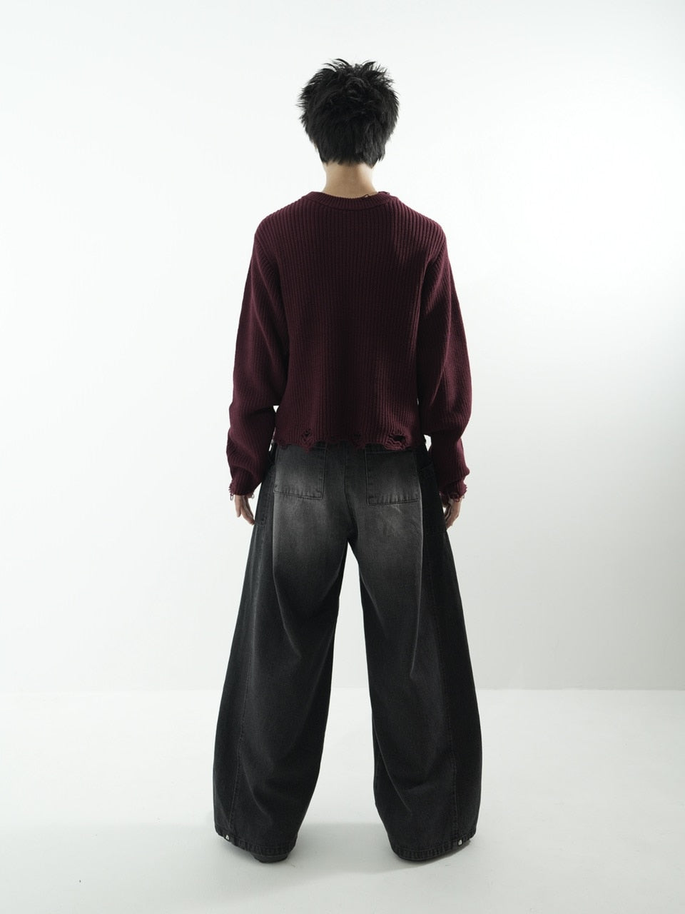 【CS】side tuck drape denim pants (black)