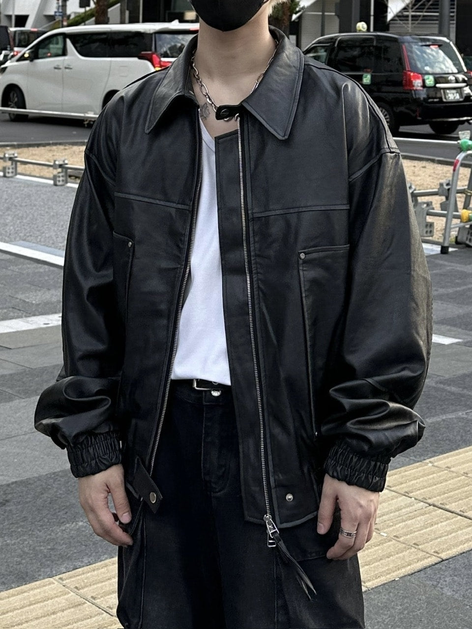 大阪店WEB限定受注制【Chikashitsu +】washing vegan leather jacket (2color)