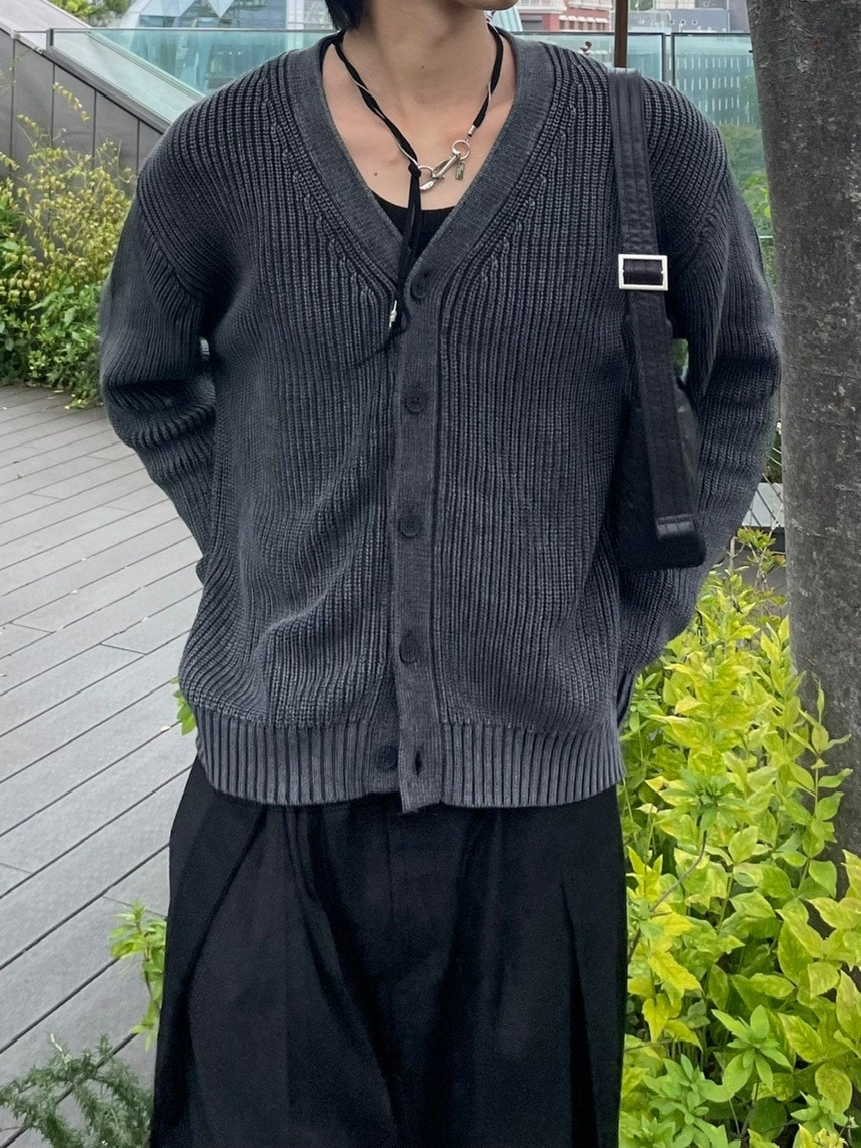 【Chikashitsu +】dirty wash cotton cardigan (3color) / 【チカシツプラス】ダーティウォッシングコットンクロップカーディガン