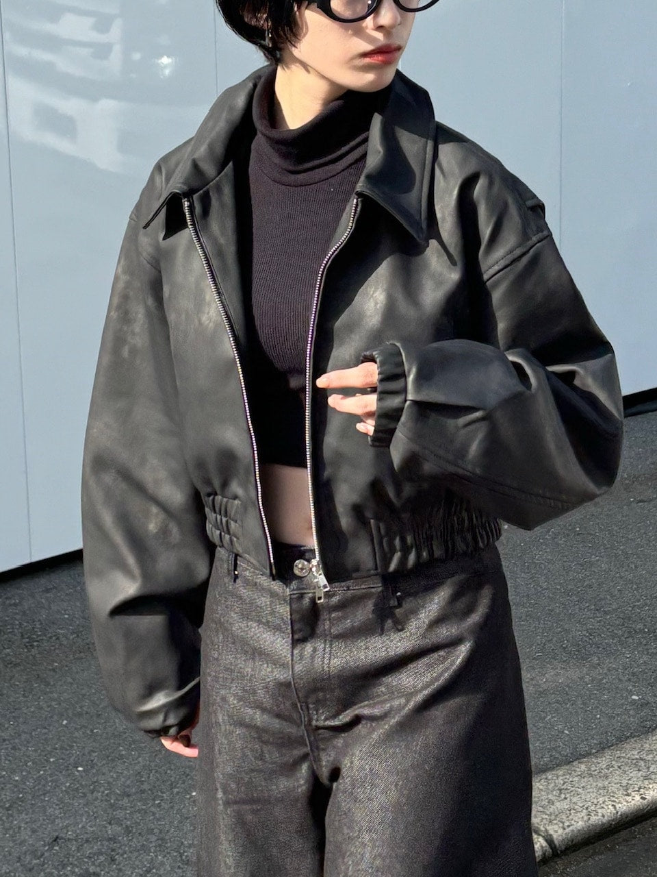 受注制【oaks】fake leather jacket (2color) / 【オークス】フェイクレザージャケット