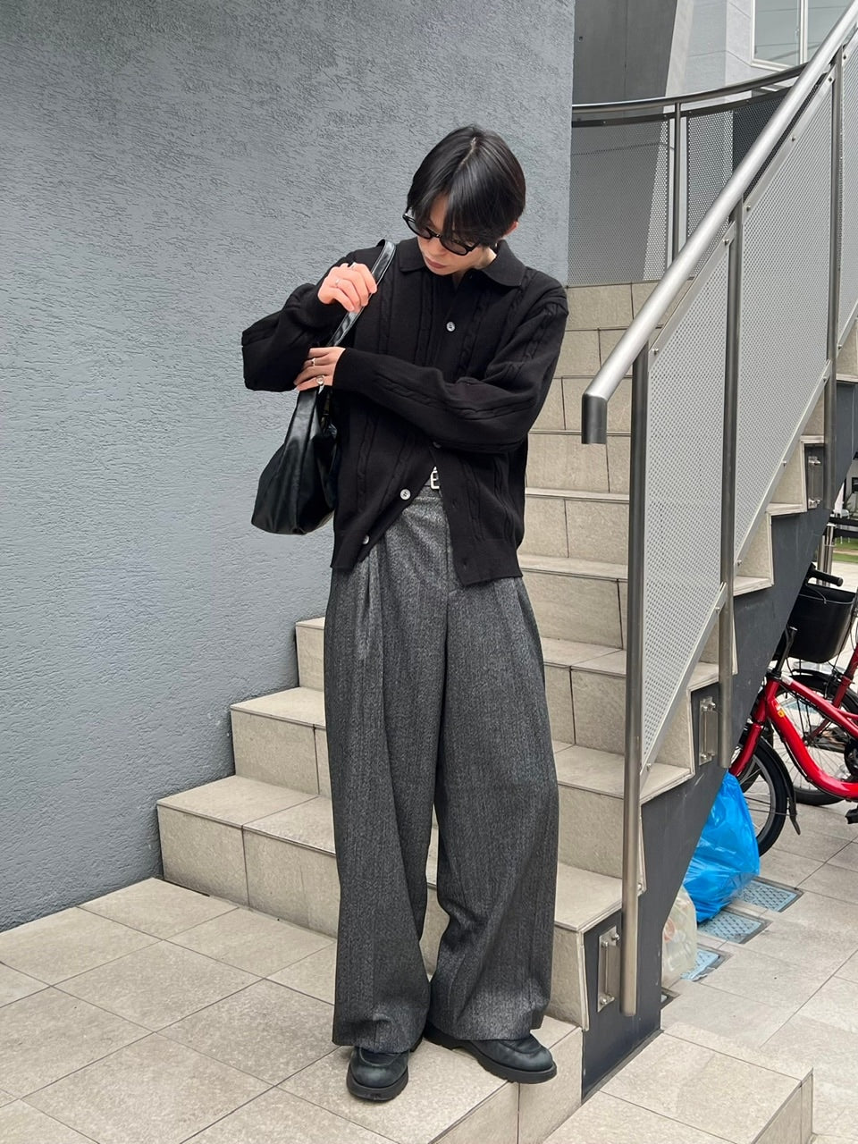 受注制【Chikashitsu +】cable lib knit cardigan (3color)