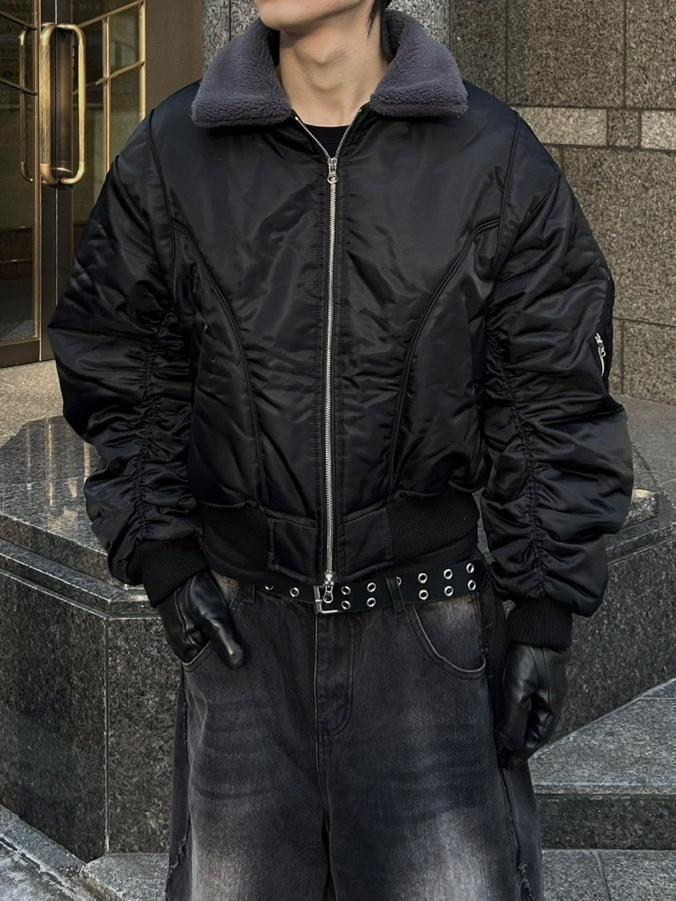 大阪店WEB限定【Chikashitsu +】cropped mustang bomber jacket