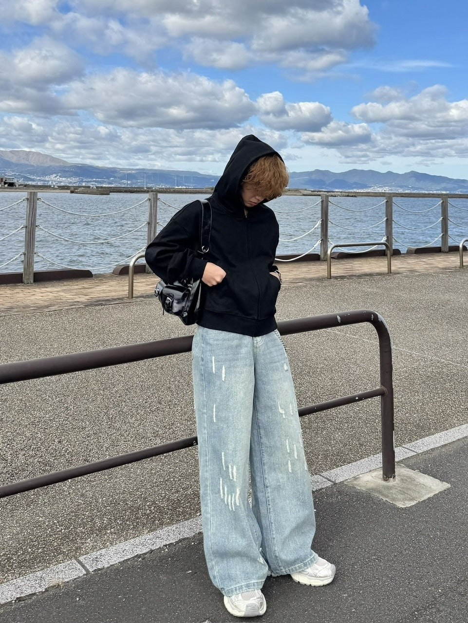 国際配送【RENOL】cropped zip up hoodie (2color)