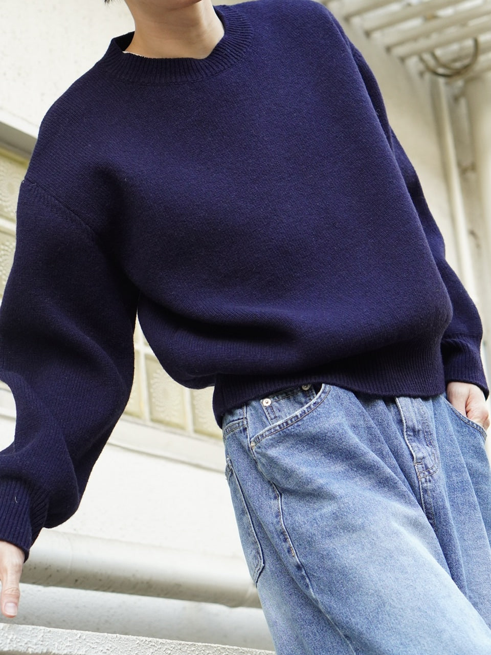 東京店WEB限定【Chikashitsu +】round wool knit (4color)