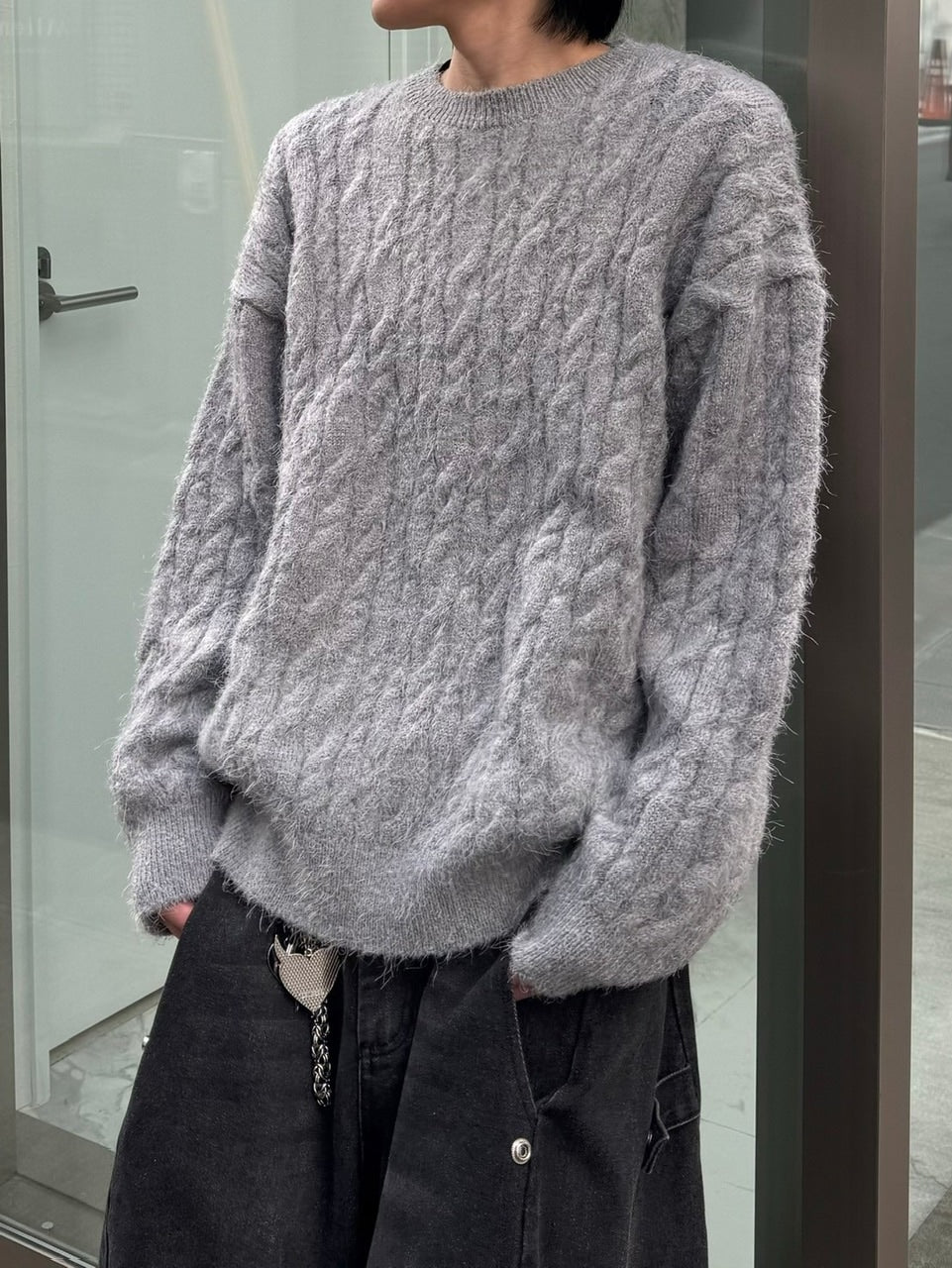 受注制【Chikashitsu +】angora like cable knit (3color)