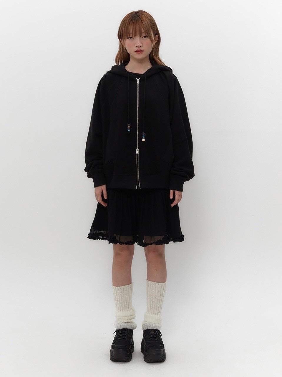 【TUOMIO】STRING CHARM HOOD ZIP-UP